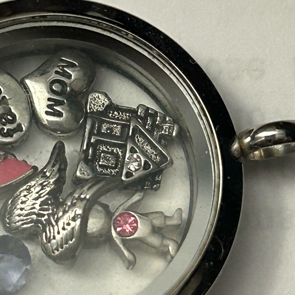 Origami Owl Silver Floating Locket Pendant with Charms - Picture 5 of 9